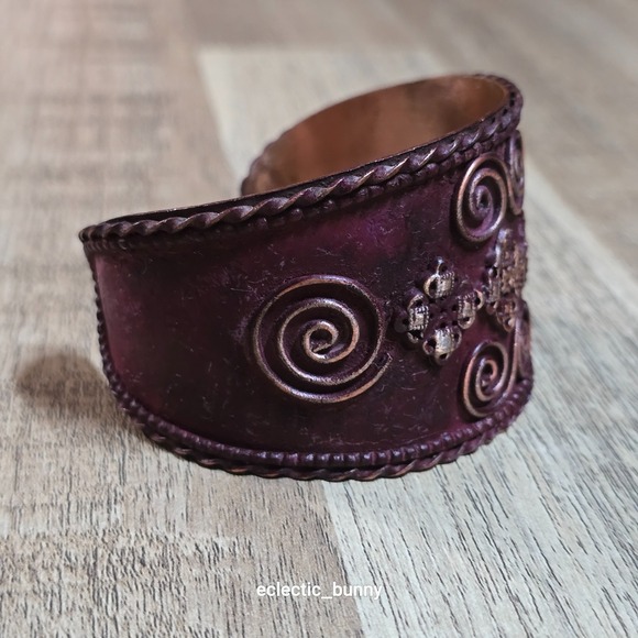 Anju Handcrafted Patina Copper Cuff Bracelet Artisan Boho BP313 - Picture 4 of 5
